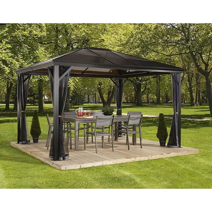 Sojag Pavillon Verona 10 x 10 - 298 x 298 x 261 cm, Anthrazit, Zeltdach - Stimmungsaufnahme