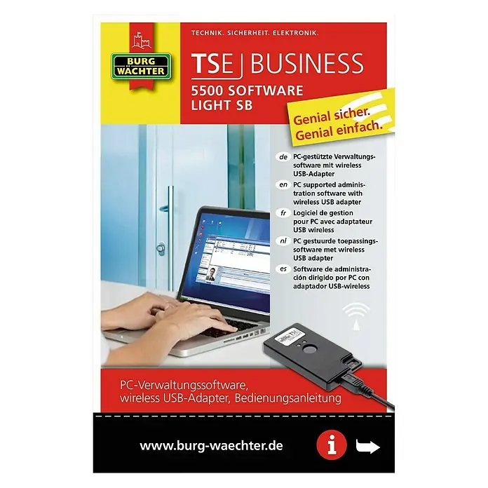 Burg-Wächter TSE-Software 5500 LIGHT - Passend für: TSE Schließsystem, Geeignet für: Bis zu 8 Türschlösser, Funk