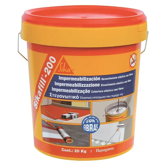 Sika Impermeabilizante SikaFill-200 Fibras - Rojo, 20 kg