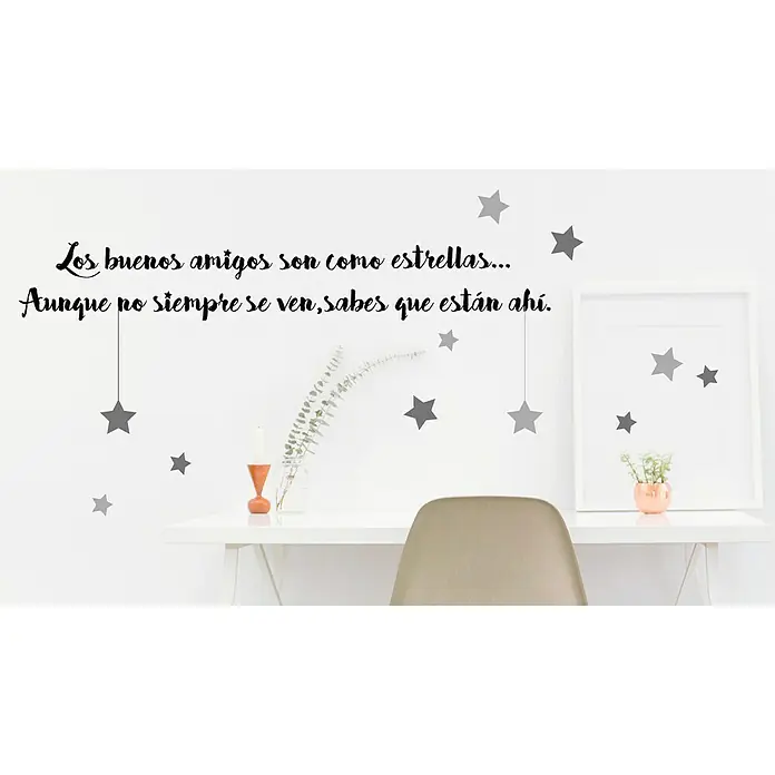Vinilo de pared Buenos amigos - Motivación, Negro, 68 x 24 cm, 1 pieza
