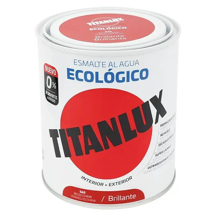 Titanlux Esmalte de color Eco - Rojo China, 750 ml, Brillante