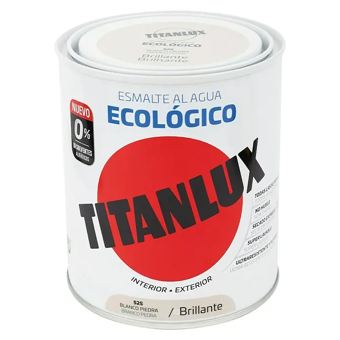 Titanlux Esmalte de color Eco - Blanco piedra, 750 ml, Brillante