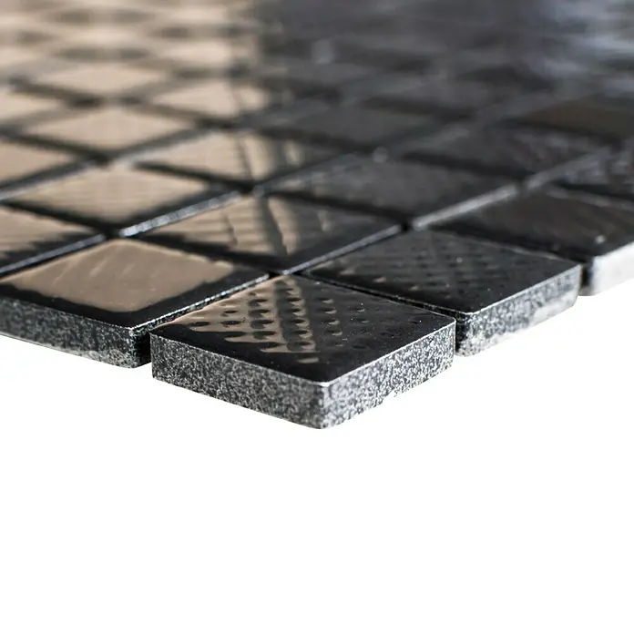 Mosaikfliese Quadrat CG 123 - 29,8 x 29,8 cm, Schwarz, Glänzend - Detailaufnahme