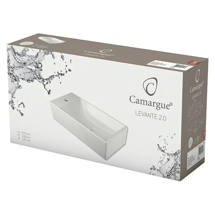 Camargue Nasadni umivaonik - 50 x 24 cm, Bez posebne glazure, Lijevo, bez izljeva, Bijela boja