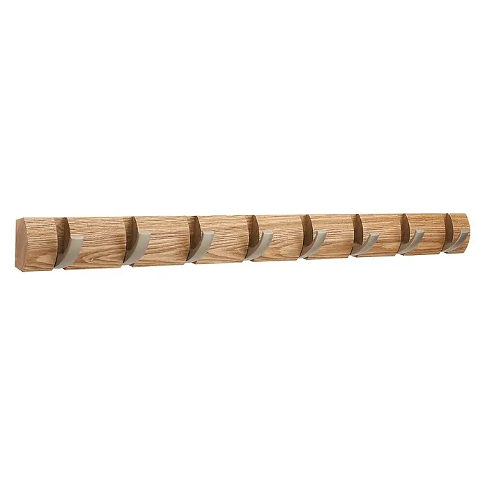 Umbra Garderobenleiste Flip - L x B x H: 81,3 x 2,5 x 7,6 cm, Anzahl Haken: 8 Stk., Natur - Vorderansicht