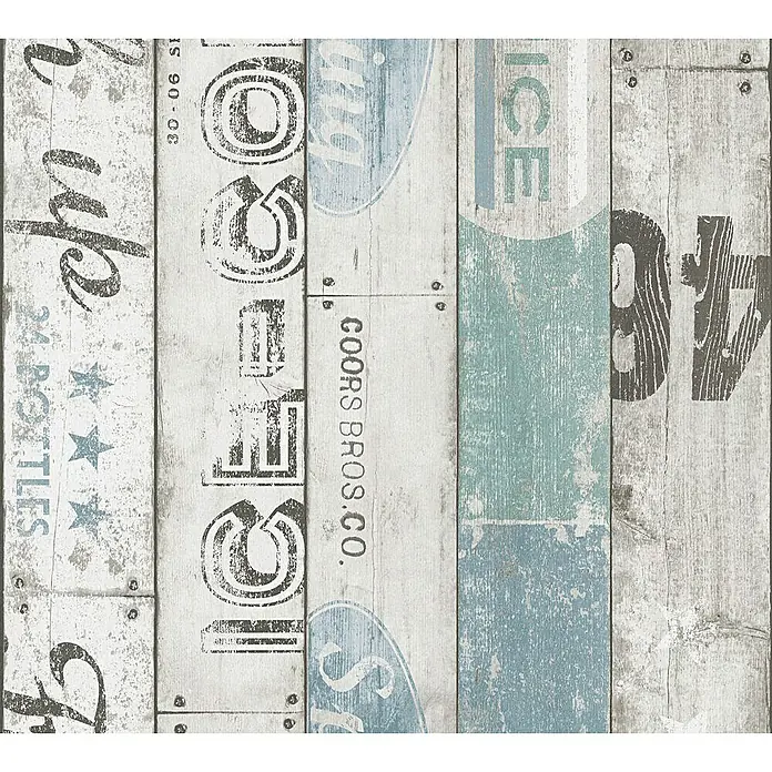 AS Creation Boys And Girls 6 Papiertapete Bretter - Blau/Grau, Holzoptik, 10,05 x 0,53 m - Detailaufnahme