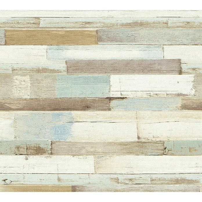 AS Creation Il Decoro Vliestapete Klinker - Beige/Blau, Holzoptik, 10,05 x 0,53 m - Detailaufnahme