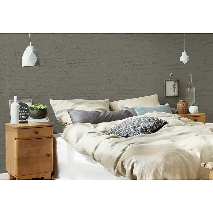 AS Creation Hygge Vliestapete Schriftzug - Braun, Grafisch, 10,05 x 0,53 m - Stimmungsaufnahme