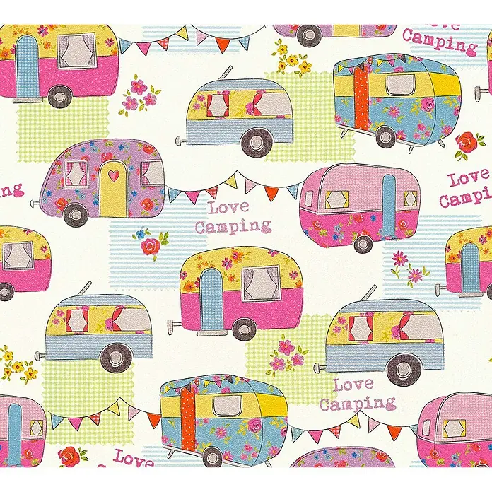 AS Creation Boys And Girls 6 Papiertapete I love camping - Bunt, Motiv, 10,05 x 0,53 m - Detailaufnahme