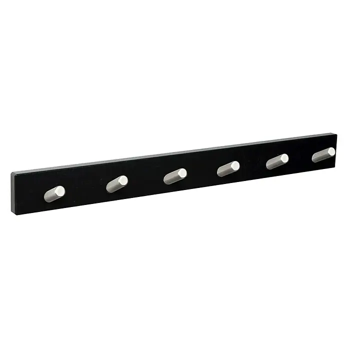 Nesu Perchero 9400 - L x An x Al: 60 x 6 x 1,6 cm, Número de ganchos: 6 ud., Negro/Acero inoxidable