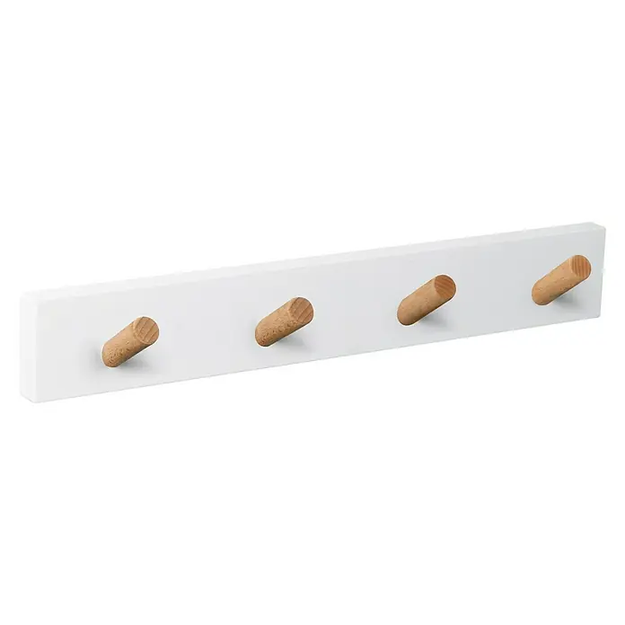 Nesu Perchero 9400 - L x An x Al: 60 x 6 x 1,6 cm, Número de ganchos: 4 ud., Blanco/Natural