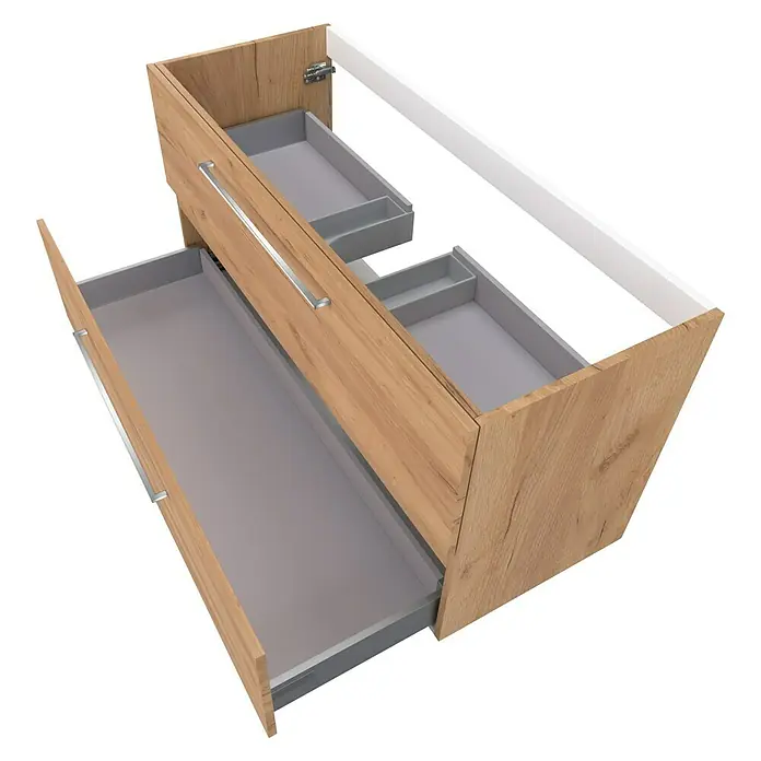 Camargue Espacio Kupaonski ormarić za nasadni umivaonik - 120 x 46 x 60 cm, 2 ladice, Doce - Pogled sprijeda