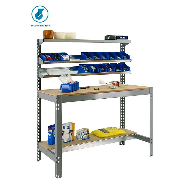 Simonrack Simonwork Banco de trabajo BT1 Mobile - L x An x Al: 61 x 91 x 144,5 cm, Capacidad de carga: 280 kg, Gris
