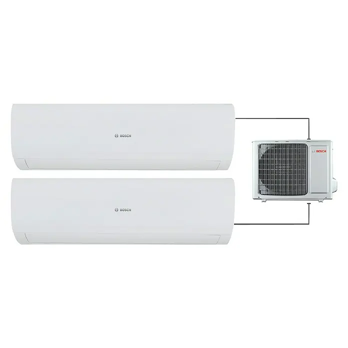 Bosch Aire acondicionado Inverter 2x1 Climate 5000 - Potencia frigorífica máx. por unidad en BTU/h: 11.936 BTU/h, Potencia calorífica máx. por equipo en BTU/h: 12.618 BTU/h, Espacios hasta 30 m²