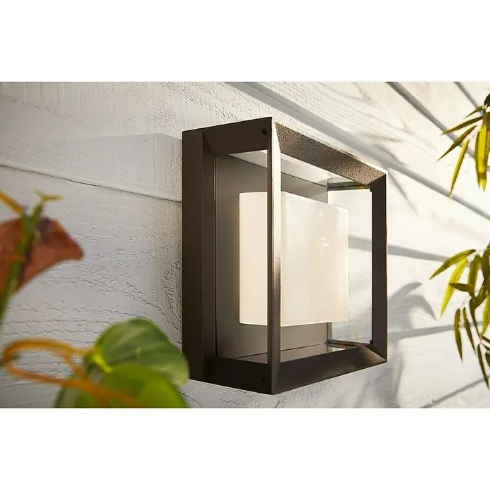 Philips Hue LED-Außenwandleuchte White & Color Ambiance Econic Quadratisch - 15 W, 11,5 x 26 x 26 cm, Schwarz, IP44