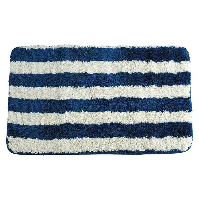 MSV Alfombra para baño Deauville - 50 x 80 cm, Azul/Blanco