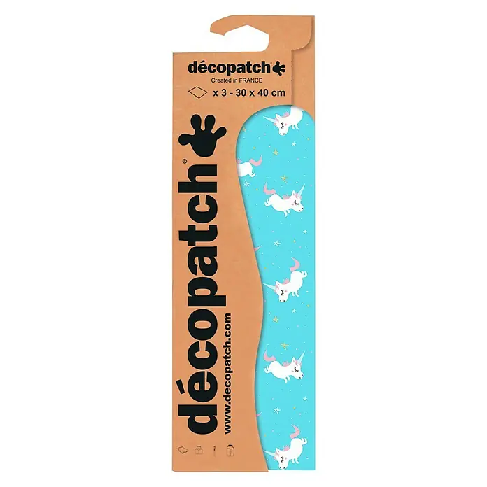 Décopatch Papel decorativo Unicornios - 3 ud., 40 x 30 cm