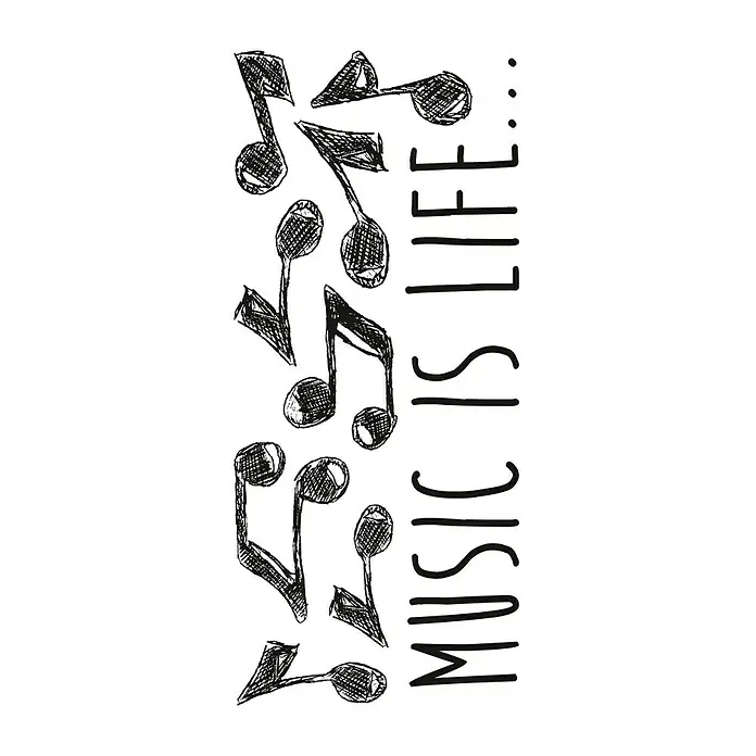 Adhesivos decorativos Music is life - Notas de música, Negro, 68 x 48 cm