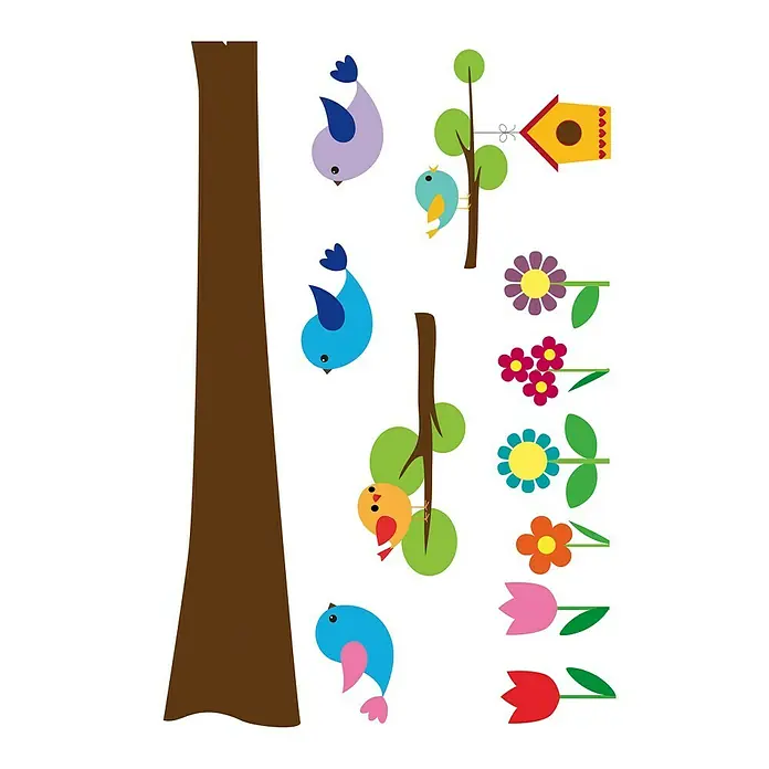 Adhesivos decorativos Árbol - Elementos botánicos, Multicolor, 48 x 68 cm