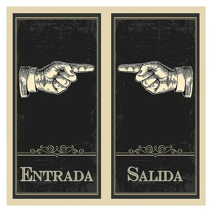 Adhesivos decorativos Entrada Salida - Prohibido fumar - Lámina adhesiva decorativa, 31 x 31 cm, Negro/Beige