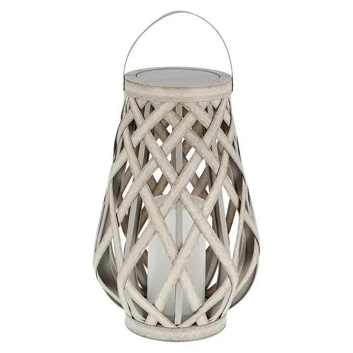 BAUHAUS Solarleuchte Cestino - LED, Grau, L x B x H: 30,8 x 30,8 x 45 cm