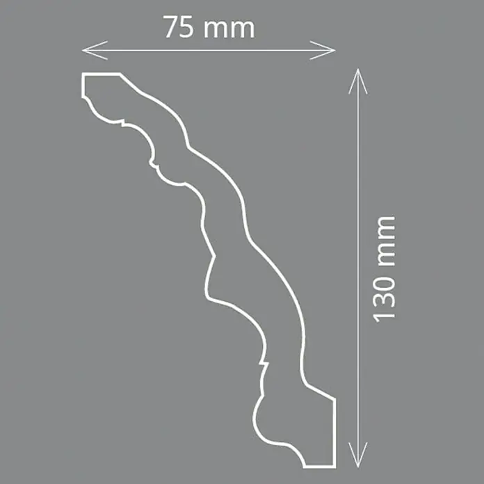 Zierprofil Prestige Andrea - L x B x H: 200 x 7,5 x 13 cm, Expandiertes Polystyrol (EPS) - Vorderansicht