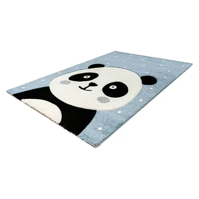 Kayoom Kurzflorteppich Panda - Blau, 150 x 80 cm, 100 % Polypropylen - Rechte Seitenansicht