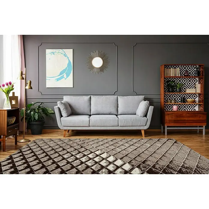 Kayoom Kurzflorteppich Broadway IV - Braun, 230 x 160 cm, 100 % Polypropylen - Stimmungsaufnahme