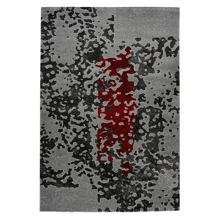 Kayoom Kurzflorteppich Broadway - Grau/Rot, 150 x 80 cm, 100 % Polypropylen - Ansicht von oben