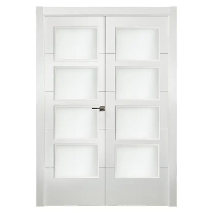 Puerta de doble hoja Mannheim - 145 x 203 cm, Apertura según normativa: Izquierda, Blanco lacado, Macizo