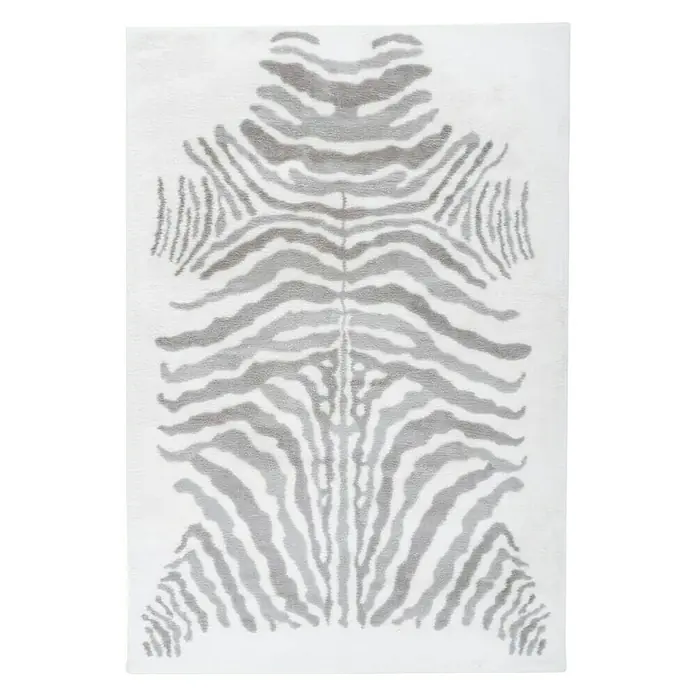 Kayoom Hochflorteppich Zebra - Weiß/Grau, 230 x 160 cm, 100 % Polyester - Ansicht von oben