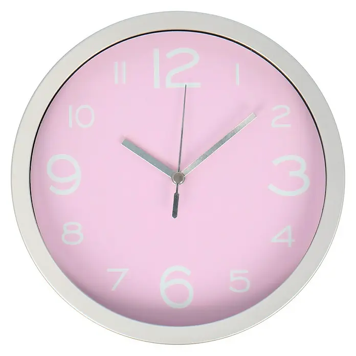 Wanduhr rund Basic - Rosa, Durchmesser: 20 cm