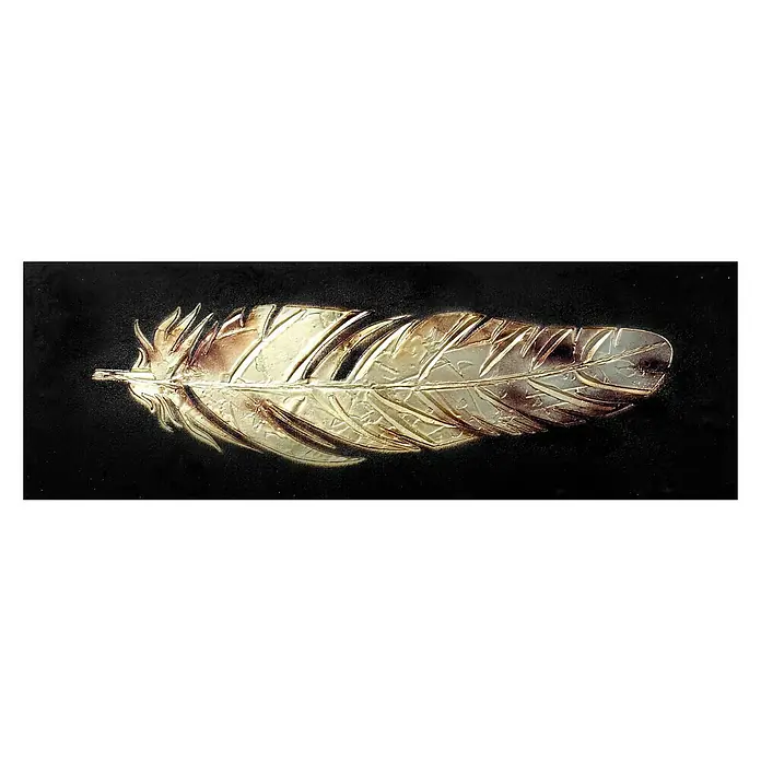 Cuadro pintado a mano - Pluma en negro, An x Al: 120 x 40 cm