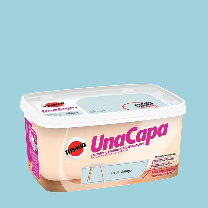 Titanlux Una Capa Pintura para paredes - Verde vintage, 4 l, Mate