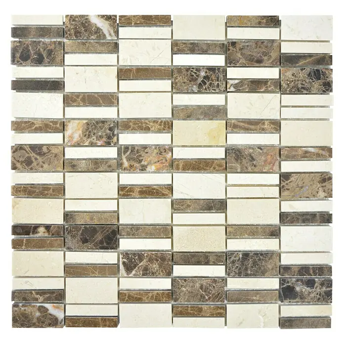 Mosaikfliese Rechteck XNM BC439 - 30 x 30 cm, Beige/Braun, Glänzend - Ansicht von oben
