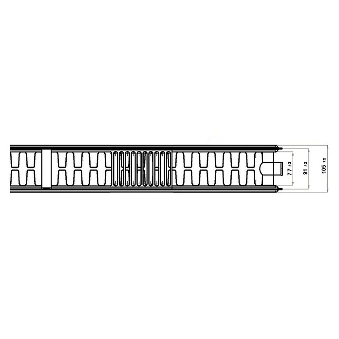 Universal-Planheizkörper - B x H: 120 x 30 cm, 6-fach, Typ: DK-22, 1.160 W