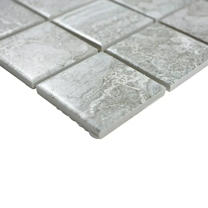 Mozaïektegel vierkant Stona Cortona CIM Q48 CG - 30,6 x 30,6 cm, Steengrijs, Mat - Close-up