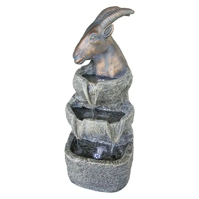 Silex Kunststeinbrunnen Steinbock - 33,5 x 32 x 77,5 cm - Vorderansicht