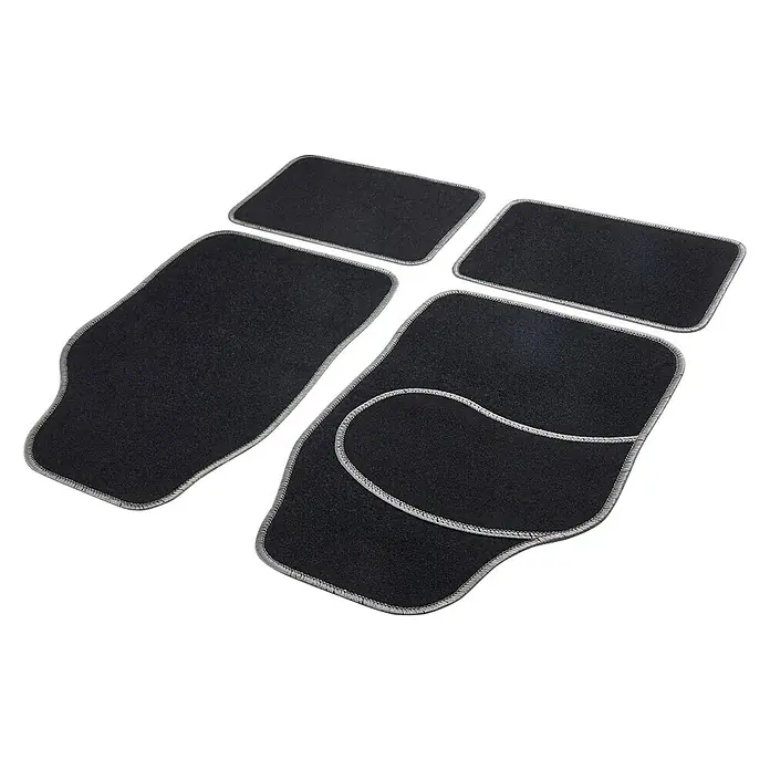 Cartrend Kfz-Teppichmatten-Set Basic - 4 -tlg., Schwarz/Grau, Geeignet für: Alle Wagentypen - Ansicht von oben