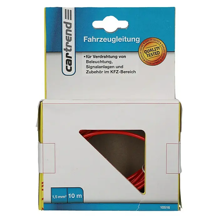 Cartrend Fahrzeugleitung - Querschnitt: 1,5 mm², Länge: 10 m, Rot - Vorderansicht