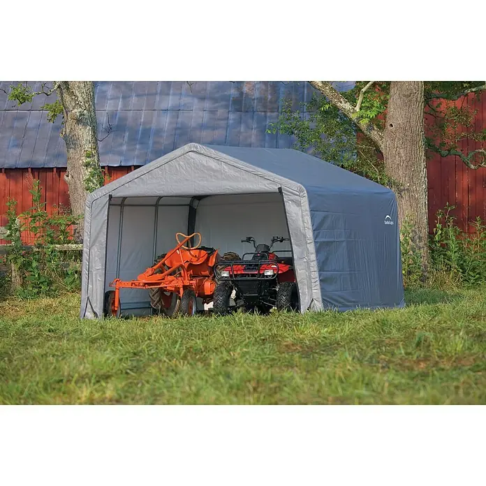 ShelterLogic Folien-Gerätehaus - Außenbreite inkl. Dachüberstand: 370 cm, Außentiefe inkl. Dachüberstand: 370 cm - Stimmungsaufnahme