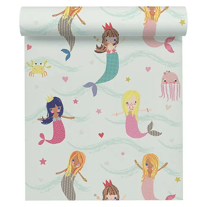 AS Creation Boys And Girls 6 Papiertapete Meerjungfrau - Bunt, Motiv, 10,05 x 0,53 m - Vorderansicht