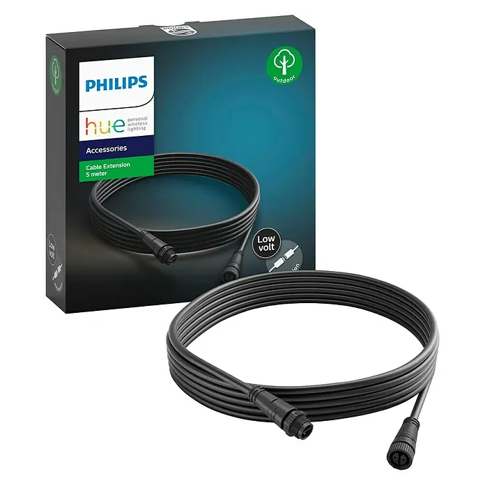 Philips Hue Verlängerungskabel White and Color Ambiance Outdoor - Schwarz, 5 m - Vorderansicht