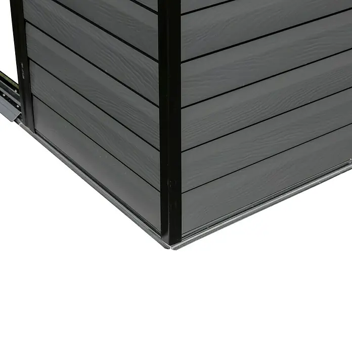 Spacemaker Gerätehaus 10x9 - Außenbreite inkl. Dachüberstand: 313 cm, Außentiefe inkl. Dachüberstand: 273 cm, Stahl, Charcoalgrau - Detailaufnahme