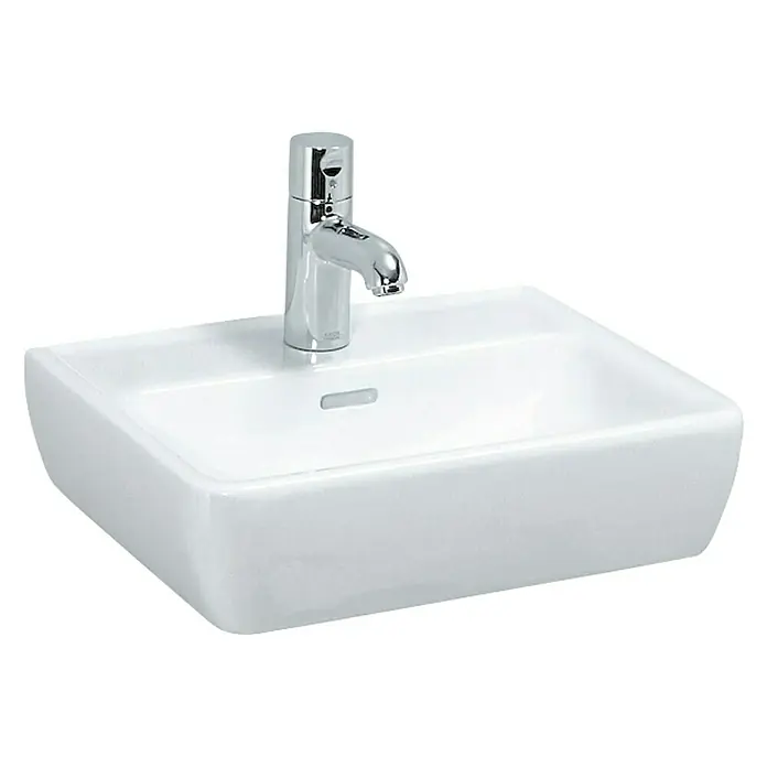 Laufen Pro Waschbecken - B x L: 340 x 450 mm, Hahnloch: Mitte, Mit Überlauf, Weiß