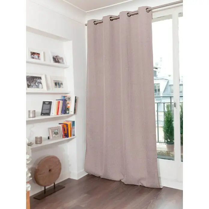 Cortina con ollaos opaca - 140 x 260 cm, 100% poliéster, Beige