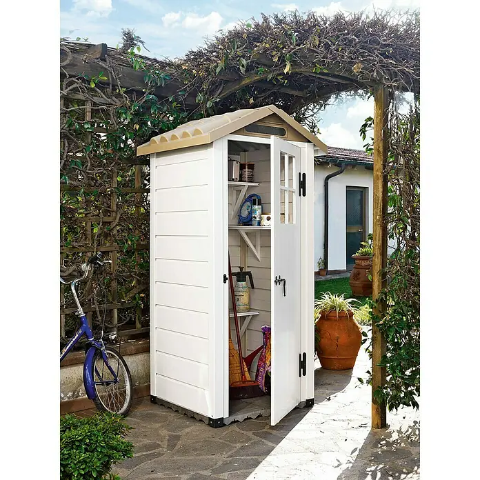 Armario de jardín Tuscany Evo 80 - Plástico, Blanco
