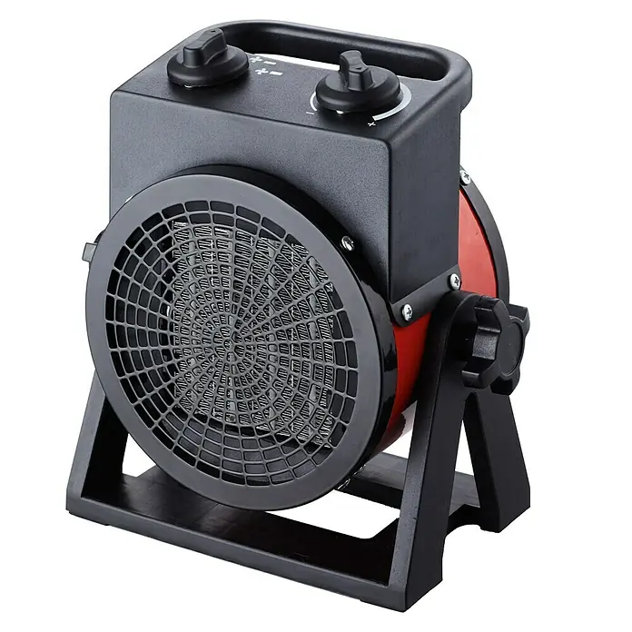 Voltomat HEATING Keramik-Heizlüfter - 2.000 W, Rot/Schwarz, 12,5 x 22,7 x 24 cm - Vorderansicht
