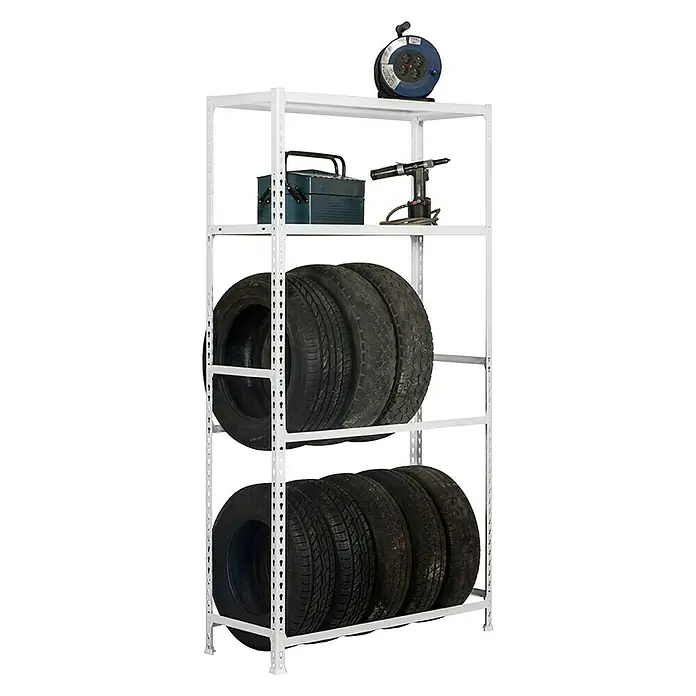 Simonrack Simongarage Estantería para neumáticos Plus - L x An x Al: 40 x 100 x 200 cm, Capacidad de carga: 200 kg/balda, Número de baldas: 4 ud., Blanco