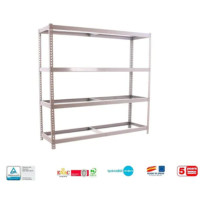 Simonrack Simonforte Estructura de estantería - L x An x Al: 45 x 150 x 200 cm, Capacidad de carga: 600 kg/balda, Número de baldas: 4 ud., Galvanizado